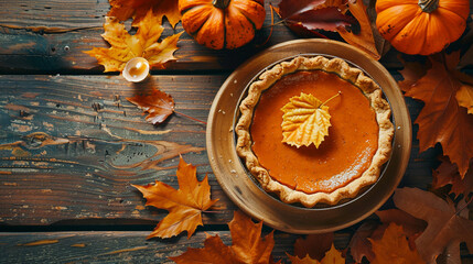 Colorful Harvest Pumpkins and Apples with Autumn Leaves