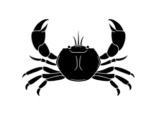 正面向きのカニの白黒イラスト（白フチあり）