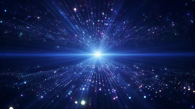 キラキラ放射線の濃紺光背景