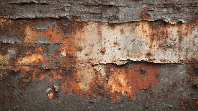 an old, weathered wall with peeling paint and rust stains, conveying a sense of decay and neglect