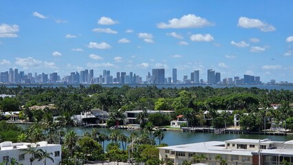 Miami Skyline Across Biscayne Bay with Waterfront Residential Foreground © Daisy Heart