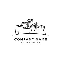 Naklejka premium Elegant medieval castle line drawing for a corporate logo.