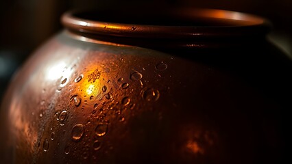 makrut. Aged copper still glowing softly in atmospheric ambient light. safety posters, maintenance manuals, designed for precision metalworking and fabrication facilities, supports safety.