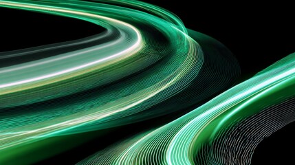 the image is of an abstract and kinetic nature, showcasing vibrant, flowing lines and shapes that seem to be in motion. these patterns resemble digital streams or a dynamic digital interface