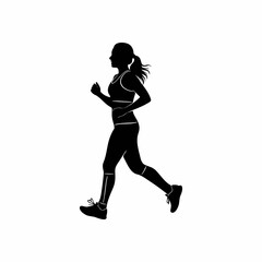 vector silhouette of a woman jogging

