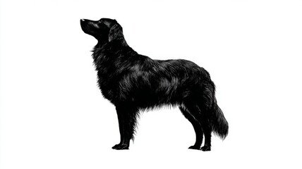 Standing black dog silhouette isolated on white background for pet illustration, animal artwork, and creative design projects