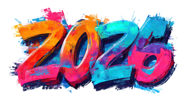 Colorful graffiti style 2020 numbers isolated on transparent background - Powered by Adobe