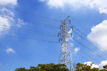 発電所から変電所や消費地に大量の電力を運ぶ送電線