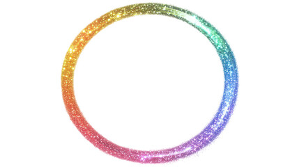 Glowing rainbow oval light tube isolated on transparent background
