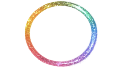 Glowing rainbow oval light tube isolated on transparent background