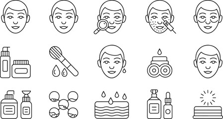 Collection of skincare and beauty icons