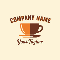 Retro style coffee shop logo with a two tone cup.