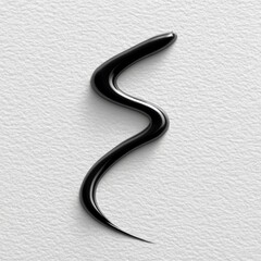 Black Paint Stroke Curving on White Textured Paper