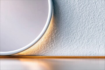 Circular White Frame and Wall with Warm Light