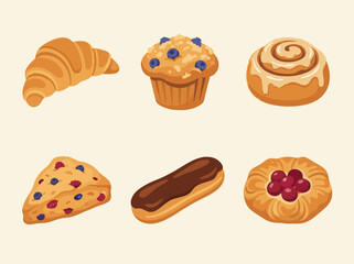 Assortment of Delicious Pastries and Baked Goods.