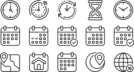 Calendar and time management icons vector illustration