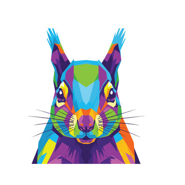 Colorful WPAP Squirrel Illustration - Modern Pop Art Animal Design
