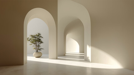 Cloud dancer beige arches hallway design interior architecture home decor plant pot sunlight colour of the year 2026