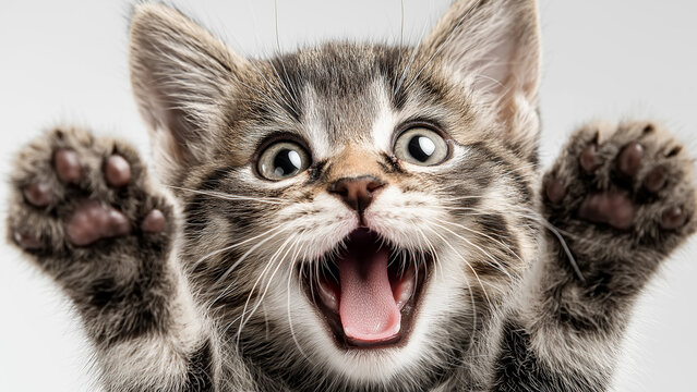 Paws up meme cat with copy space on white background cat-meme_780