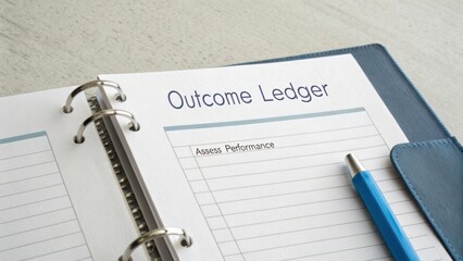 Detailed Outcome Ledger for Performance Assessment with Pen on Table Surface