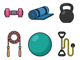 Fitness Equipment for Home Workout Illustration.