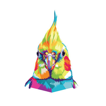 Vibrant WPAP Cockatiel Portrait A Colorful Pop Art Illustration