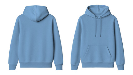Soft Blue Hoodie Mockup Front and Back View Isolated on Transparent Background © Drip