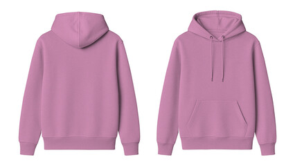 Soft Pink Hoodie Mockup Front and Back View on Transparent Background © Drip