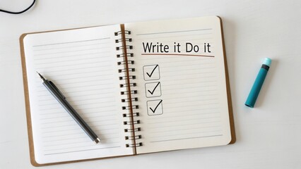 Create Your To-Do List and Stay Organized with a Notebook and Pen for Productive Planning and Task Management