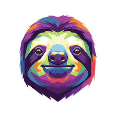Naklejka premium Vibrant Pop Art Portrait of a Sloth A Colorful Illustration for Design and Print