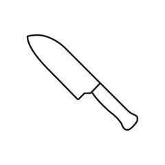 Kitchen Knife Line Icon. Vector Illustration of a Chef's Blade. Minimalist Outline Symbol for Cooking, Culinary, and Food Preparation Concepts.