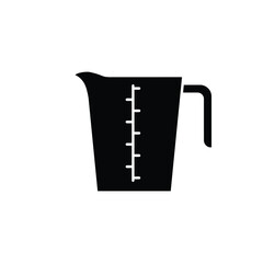 Measuring Cup Icon. Black Silhouette Vector Illustration of a Kitchen Jug with Scale Marks. Liquid Measurement Symbol for Cooking, Baking, and Recipe Preparation.