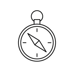 Compass Line Icon. Vector Illustration of a Navigation Tool with Needle. Minimalist Outline Symbol for Travel, Direction, Adventure, and Geography Concepts.