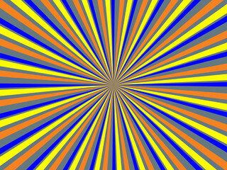 Swirling radial retro background. Vector illustration for swirl design. Spinning spiral vortex. Helical rotating beam. Unifying the psychedelic measurable line. Delightful sunshine.