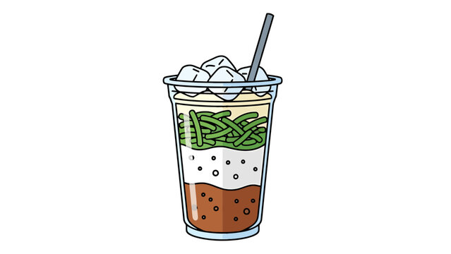 iced cendol drink, green noodles, ice cubes clip art preview