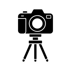 Digital Camera Icon on Tripod Representing Photography, Professional Equipment, and Visual Content Creation for User Interface and Design