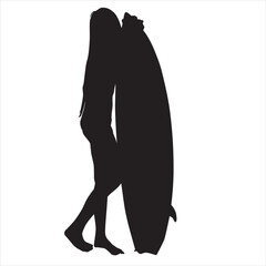 woman standing holding a surfboard