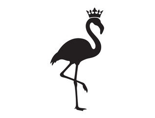 Flamingo Crest Emblem in silhouette white background.