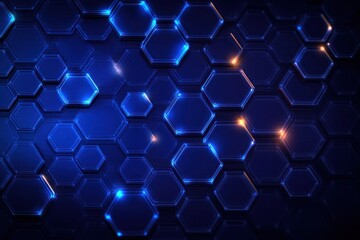 blue glowing hexagonal pattern interconnected with bright light accents on a dark background creating a futuristic and high-tech atmosphere