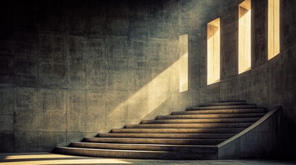 Light-filled concrete staircase