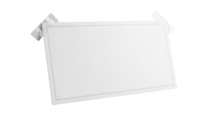 Realistic blank white paper note message card attached with sticky adhesive tape isolated PNG with Transparent Background