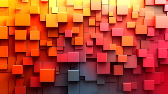 Abstract geometric pattern of colorful squares creating depth and texture