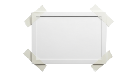 Blank instant photo frame mockup secured with adhesive masking tape for memory display. isolated PNG with Transparent Background