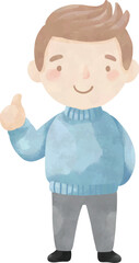Happy Boy Giving Thumbs Up &ndash; Men&rsquo;s Day Positive Character Clipart