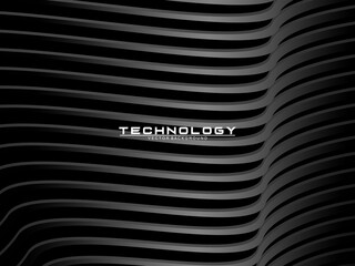 Abstract futuristic dark black background with wave design. Realistic 3d wallpaper with luxurious flowing lines. Perfect background for posters, websites, brochures, banners, applications, etc.