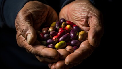 hands holding colorful heirloom beans