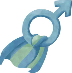 Watercolor Male Symbol Clipart &ndash; International Men&rsquo;s Day Icon