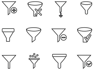 Sales Funnel & Conversion Icons Set: Customer Journey, Opportunity Generation, and Marketing Filter Vector Collection