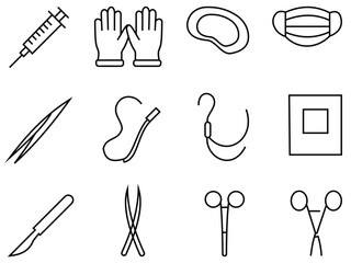 Medical Equipment & Surgical Tools Icon Set: Healthcare, Technology, and Surgery Vector Collection