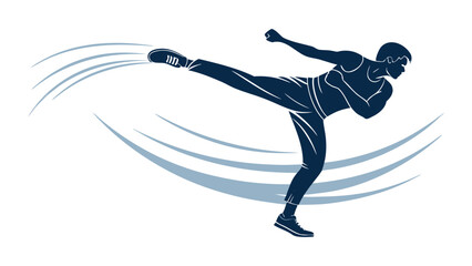 Dynamic Side Kick Silhouette | Martial Arts, Soccer, or Kickboxing Action
